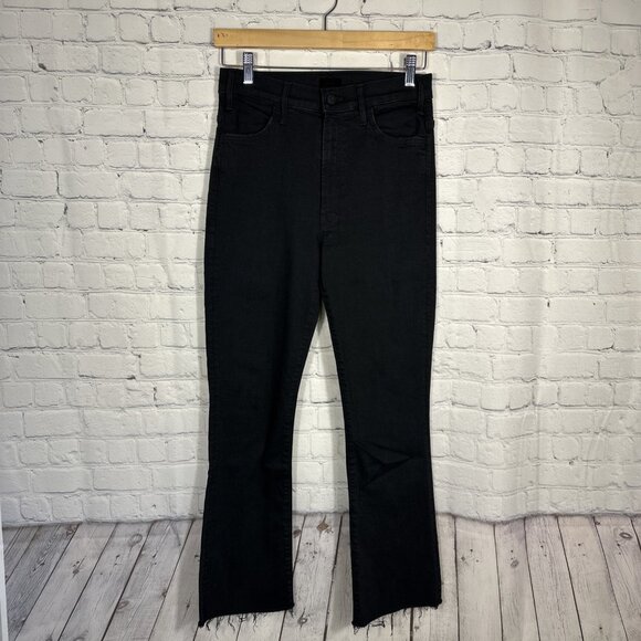 Mother Jeans 27 Black The Hustler Ankle Fray Not Guilty Stretch Denim Hi Rise - Picture 1 of 16